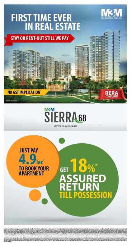 Get 18% assured return till possession by residing at M3M Sierra in Gurgaon