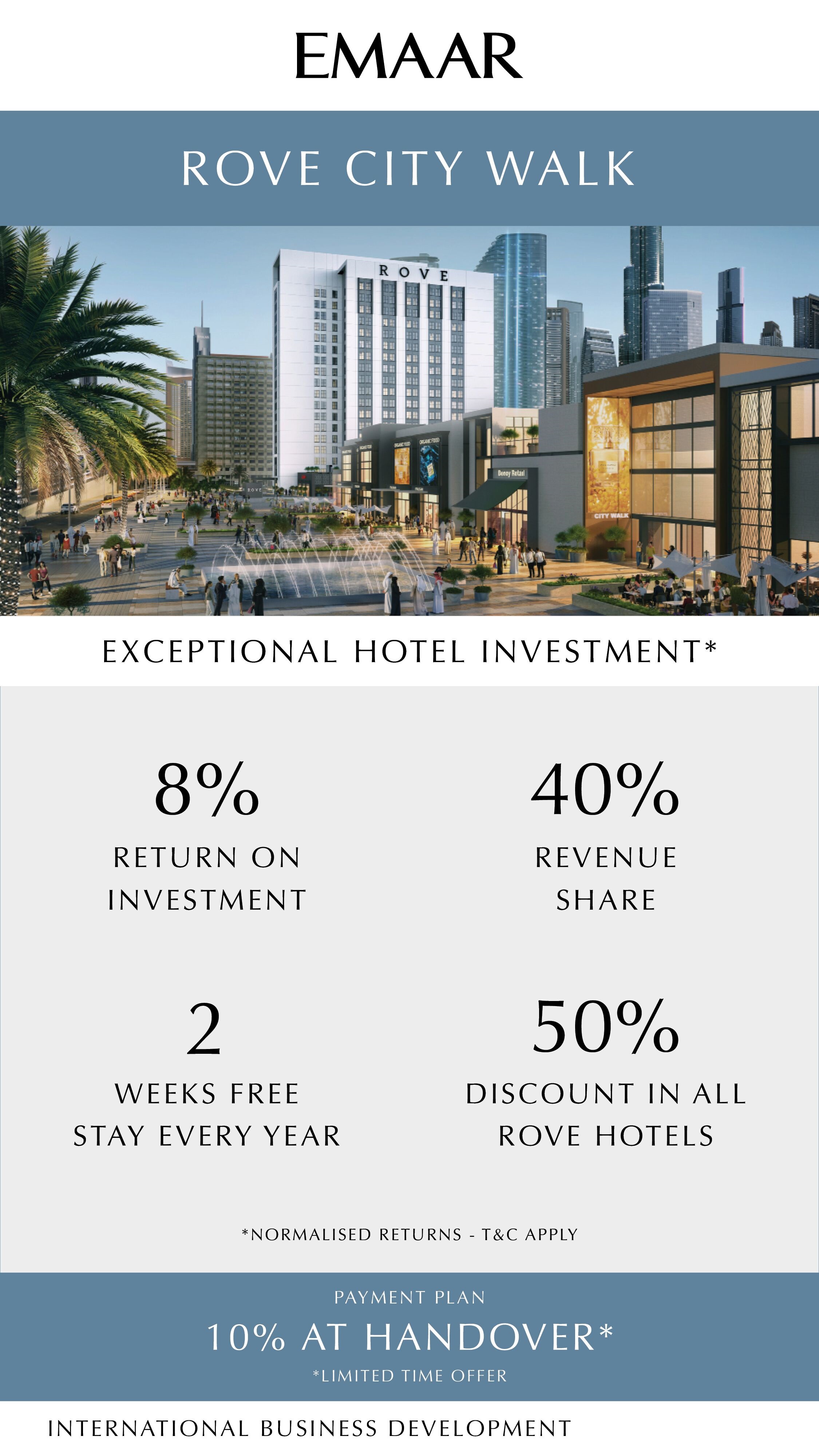 Pay 10% at Handover at Emaar Rove City Walk in Dubai