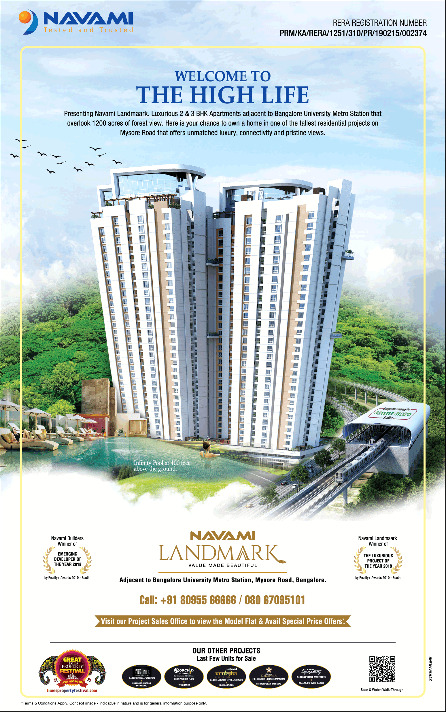 Luxurious 2 & 3 BHK apartments Rs 57.3 Lac at Navami MN Land Mark, Bangalore Update