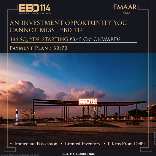 A commercial landmark & biggest marketplace of SCO in a complete commercial at Emaar EBD 114 in Sector 114, Gurgaon