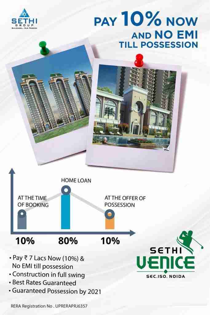 Construction at full pace with a guaranteed possession by 2021 at Sethi Venice in Noida