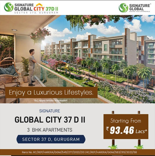 Enjoy an urban lifestyle in the lap of nature at Signature Global City 37D 2, Gurgaon