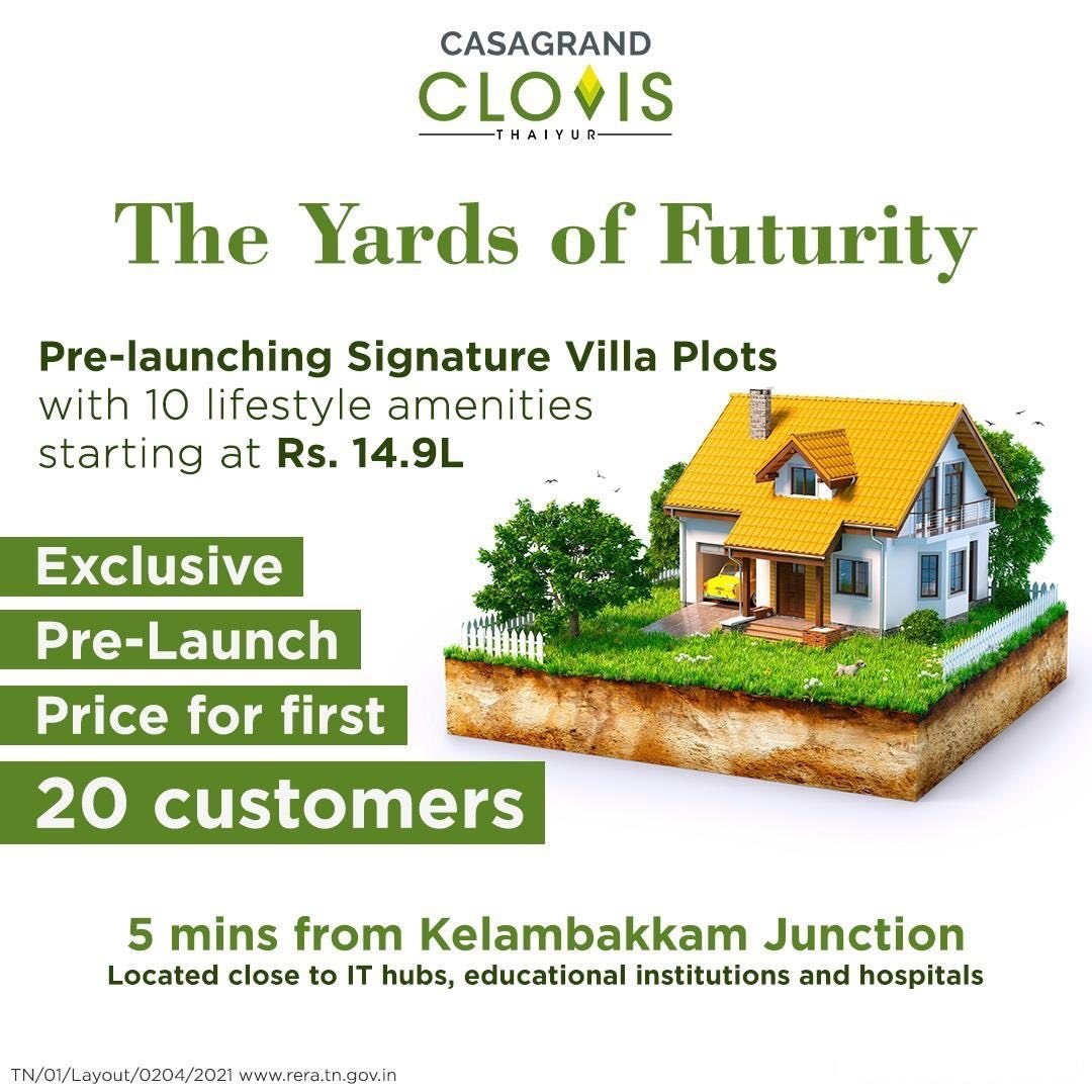 Pre - launching signature villa plots at Casagrand Clovis in Chennai