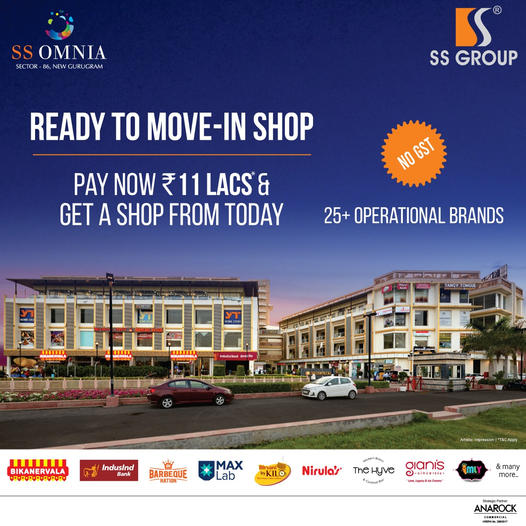 SS Omnia presents the ready-to-move-in shops in Sector 86, Gurgaon