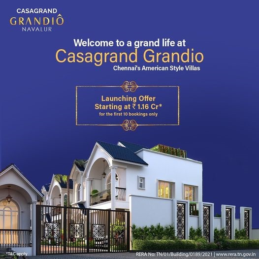 Launching offer price starting Rs1.16 Cr at Casagrand Grandio, Chennai Update