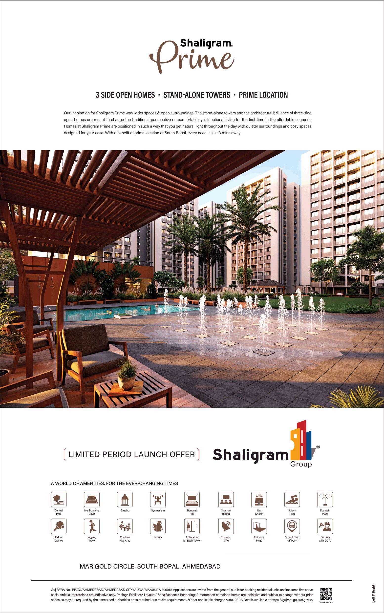 Presenting 3 side open homes, stand-alone towers and prime location at Shaligram Prime, Ahmedabad