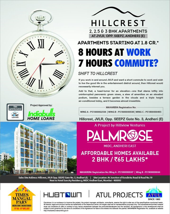Buy 2 & 3 BHk apartments starting at 1.8 cr. in Hubtown Hillcrest and Palmrose
