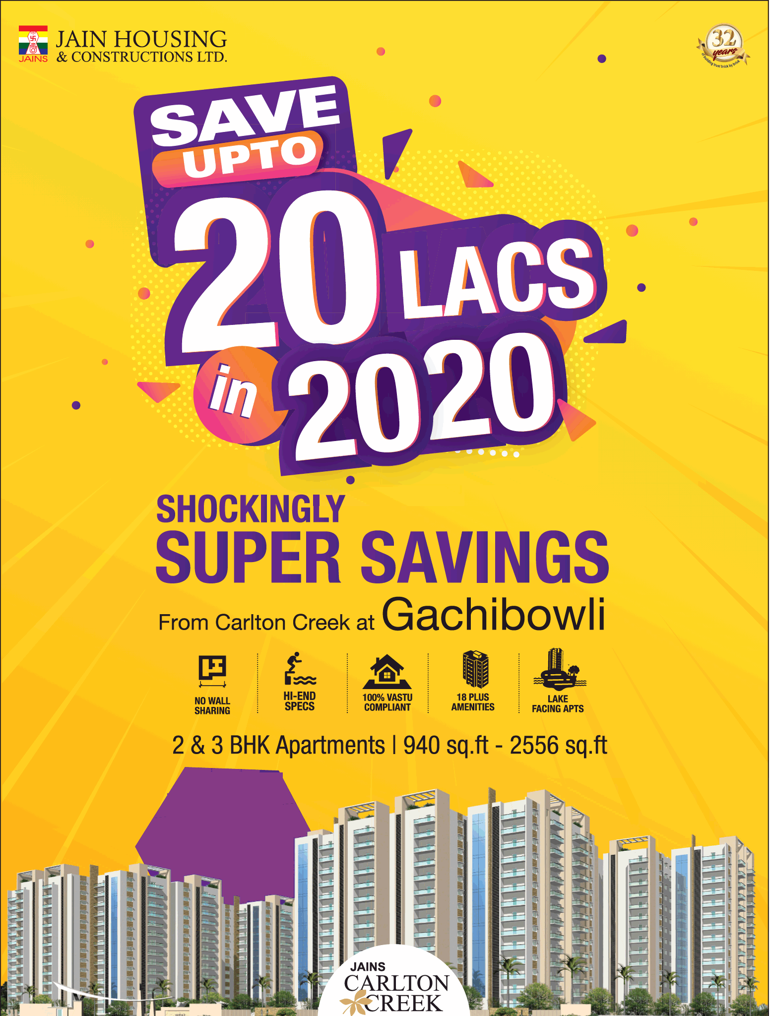 Save up to 20 lakh in 2020 at Jains Carlton Creek in Hyderabad