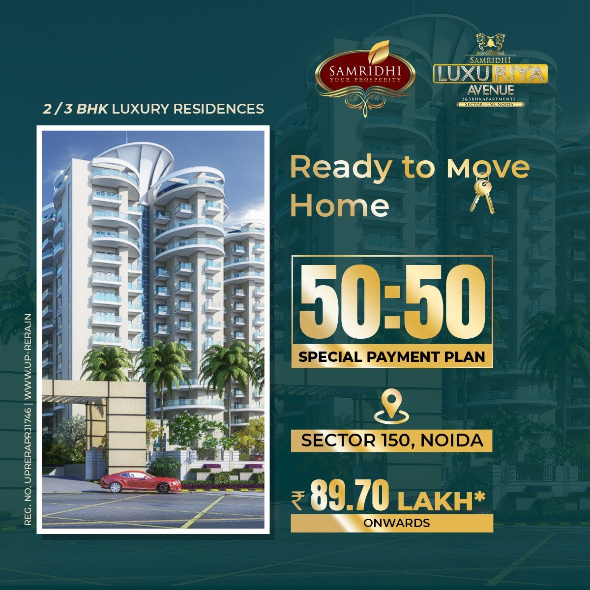 Book 2 & 3 BHK luxury residences Rs 89.70 Lac onwards at Samridhi Luxuriya Avenue, Noida Update