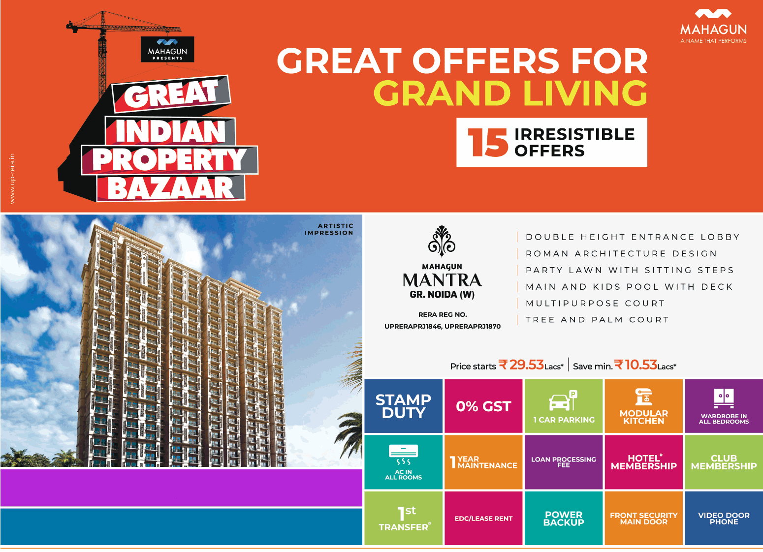 15 great offers for grand living at Mahagun Mantra, Greater Noida West