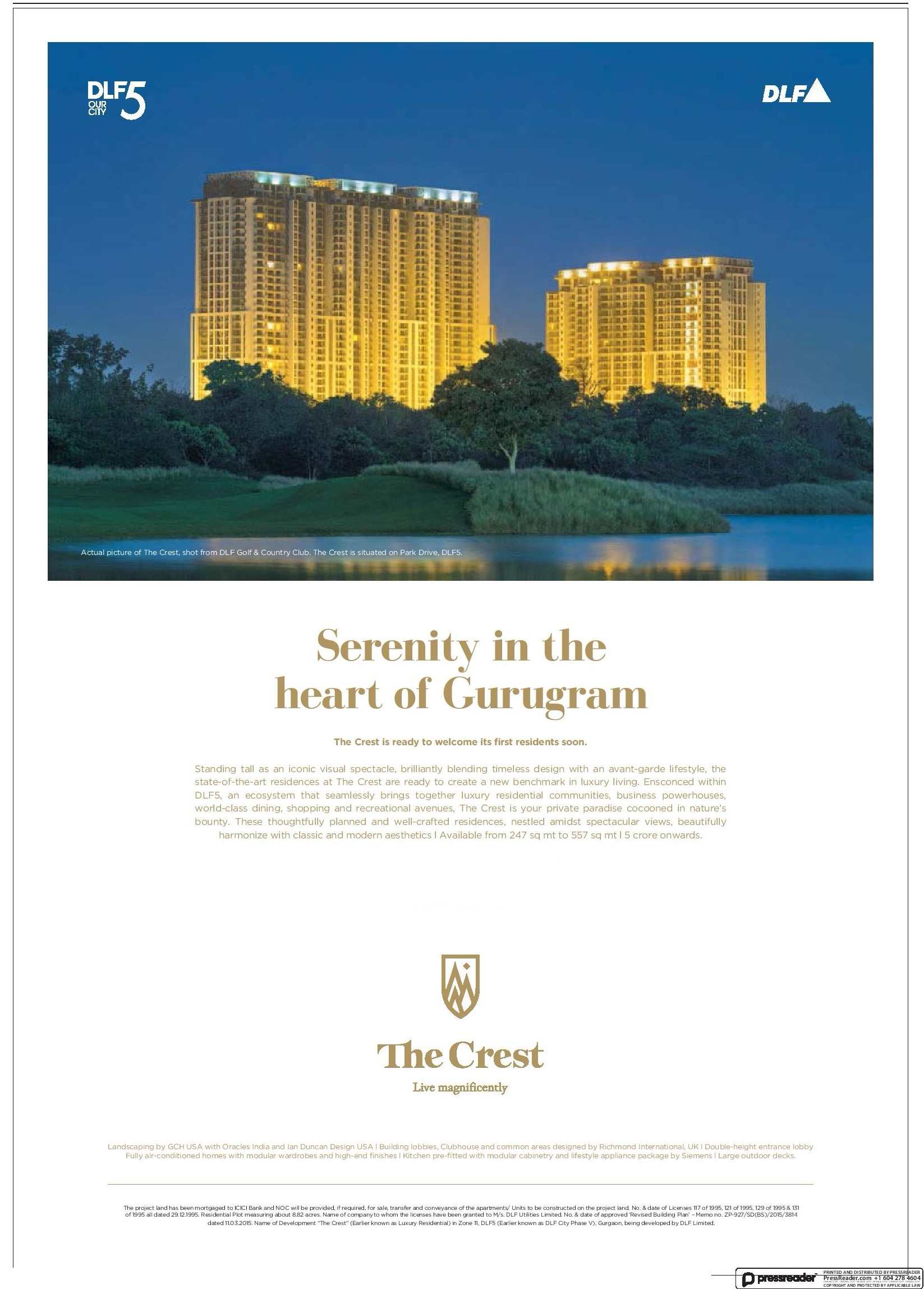 DLF The Crest is ready to welcome its first residents soon in Gurgaon Update