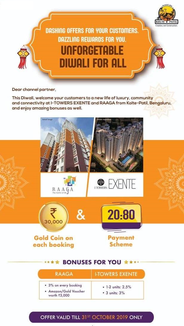 Gold coin on each booking and 20:80 payment scheme at Kolte Patil in Bangalore Update