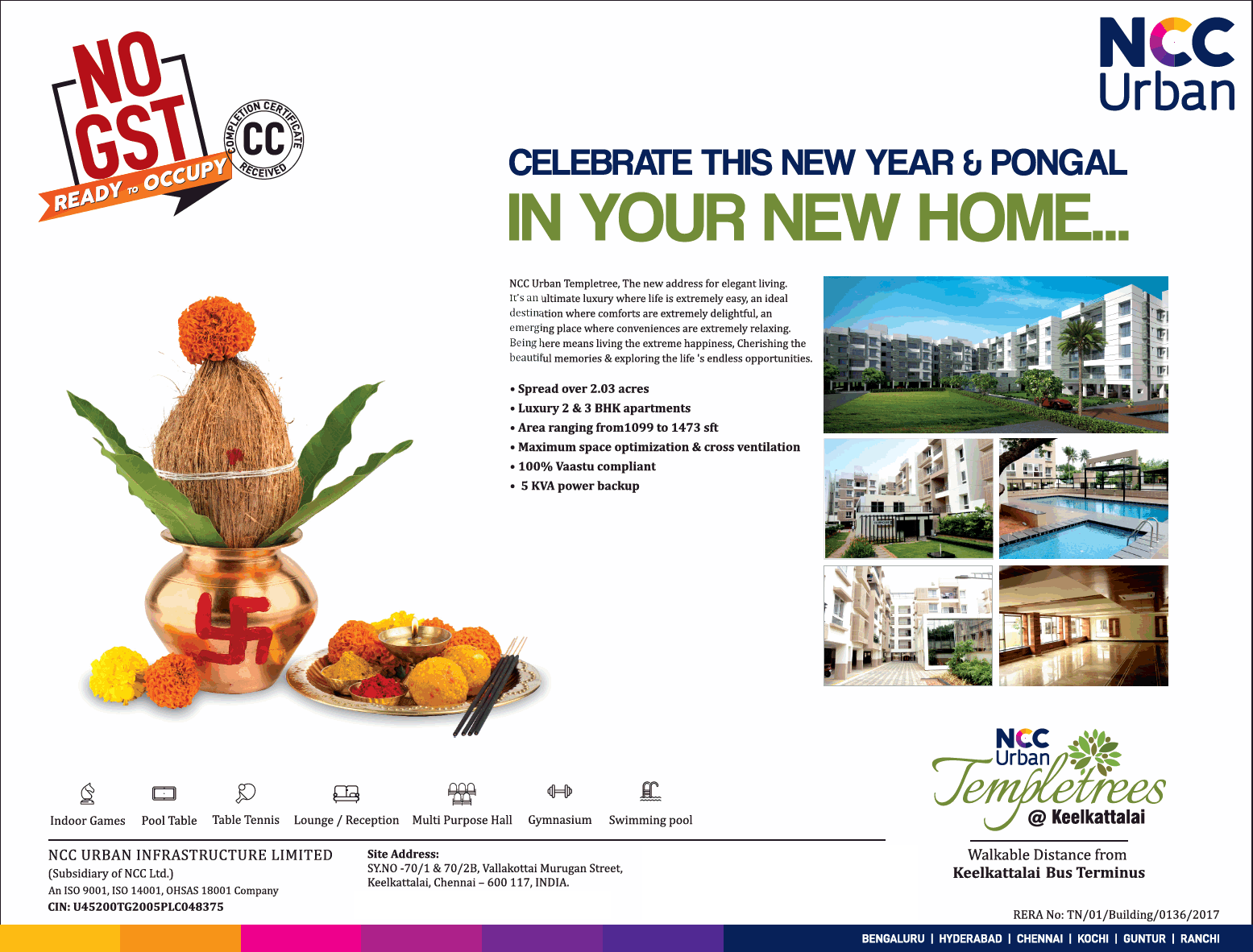 Luxury 2 & 3 BHK apartments at NCC Urban Temple Trees in Chennai Update