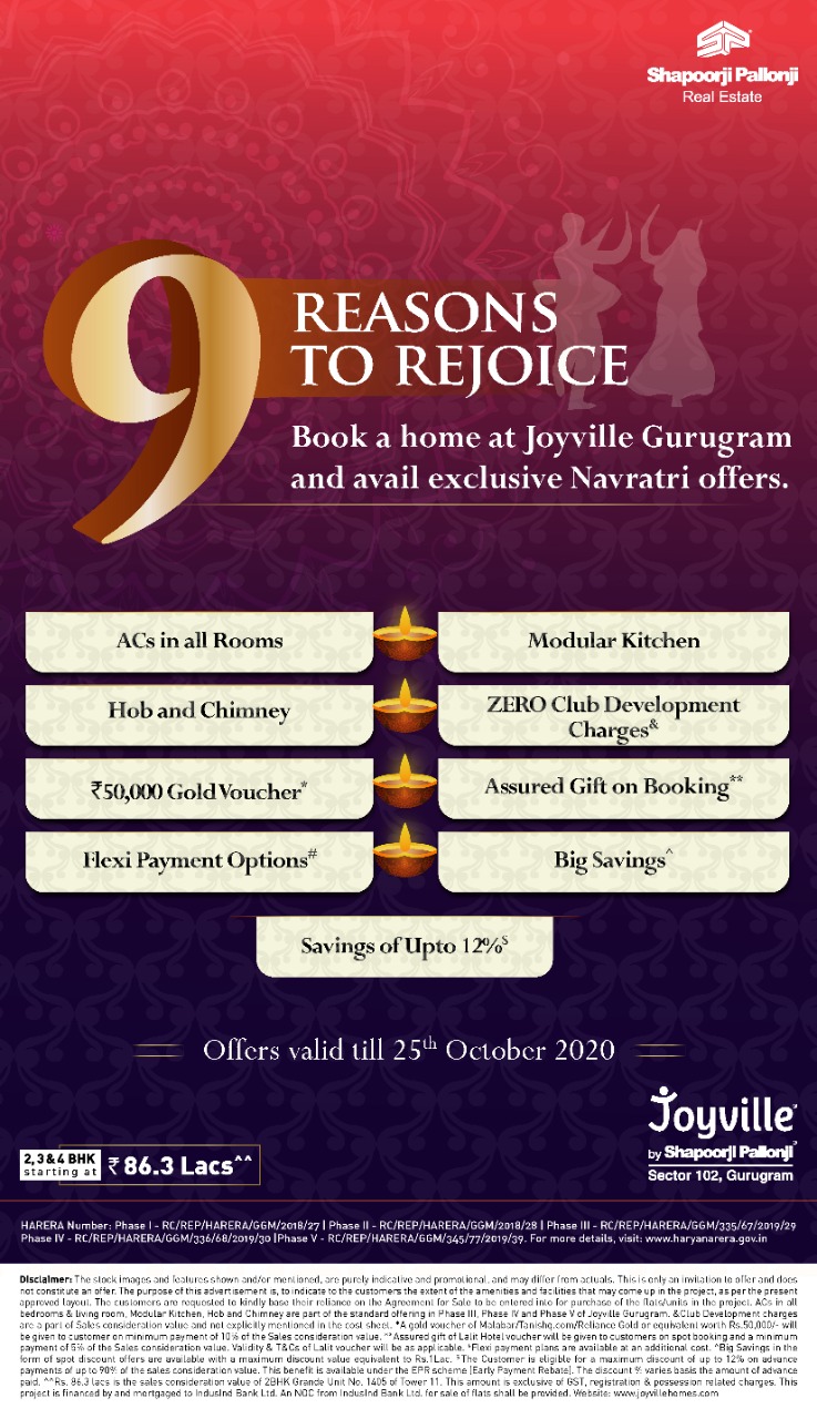 9 Reasons to book a home at  Shapoorji Pallonji Joyville in Gurgaon