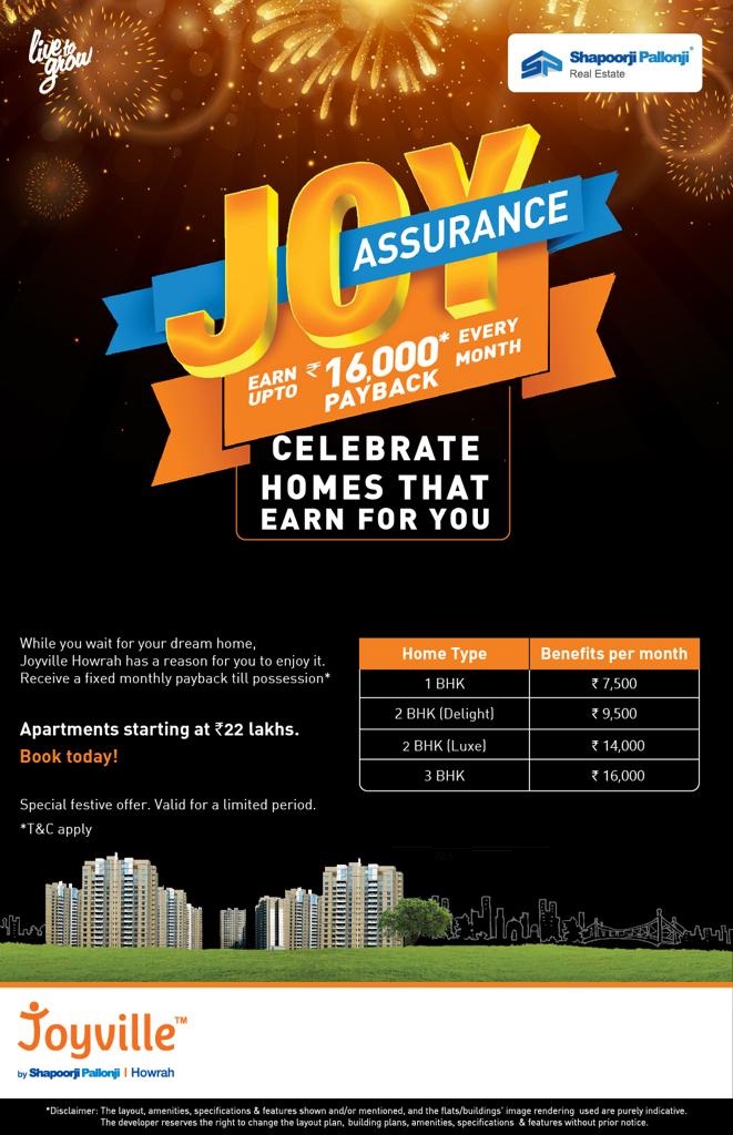 Book apartment & earn upto Rs. 16,000 payback per month at Shapoorji Pallonji Joyville in Kolkata