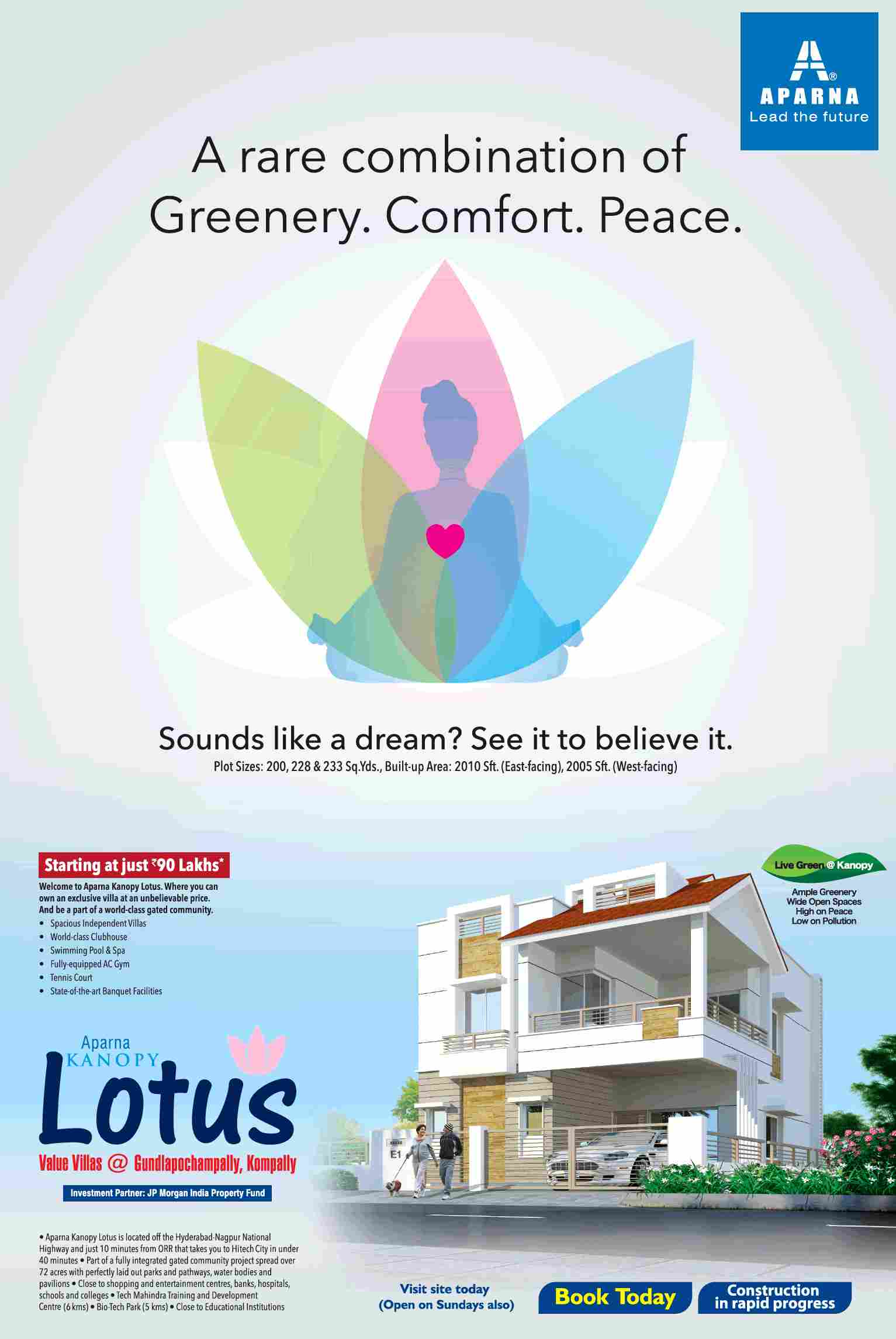 Experience a rare combination of greenery, comfort & peace at Aparna Kanopy Lotus in Hyderabad