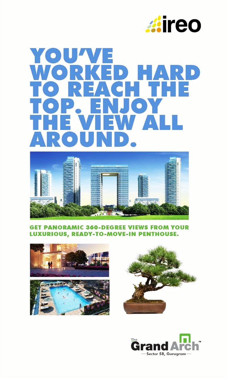 Get Panoramic 360° views from ready to move in penthouse at Ireo The Grand Arch, Gurgaon