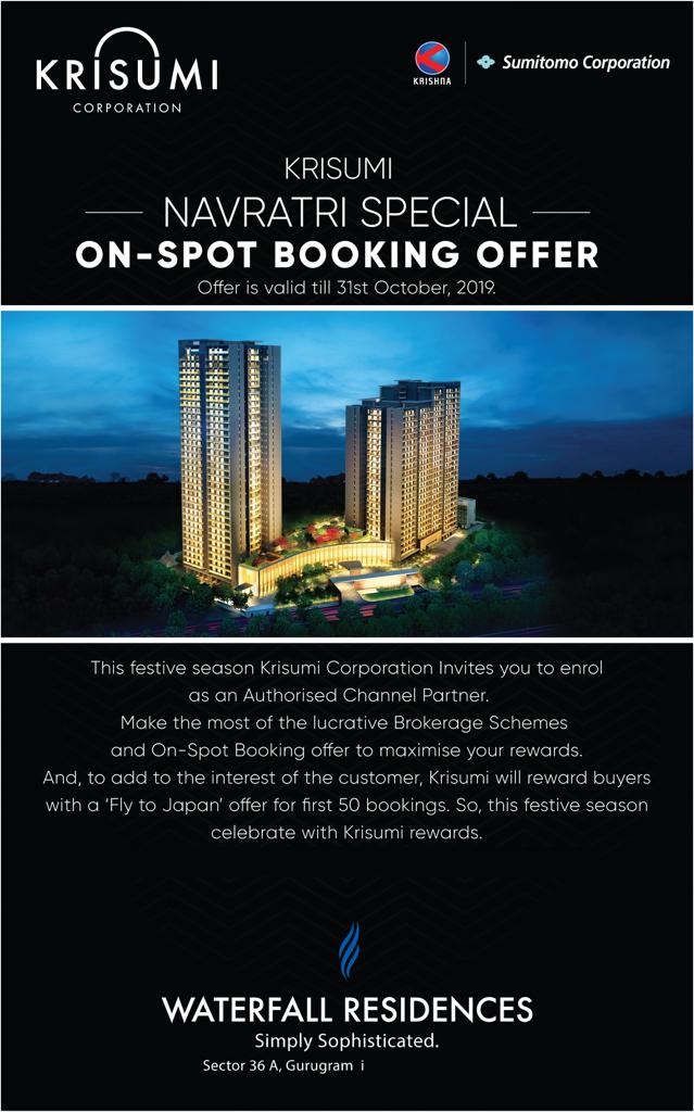 Navratri special offers on-spot booking at Krisumi Waterfall Residences in Gurgaon