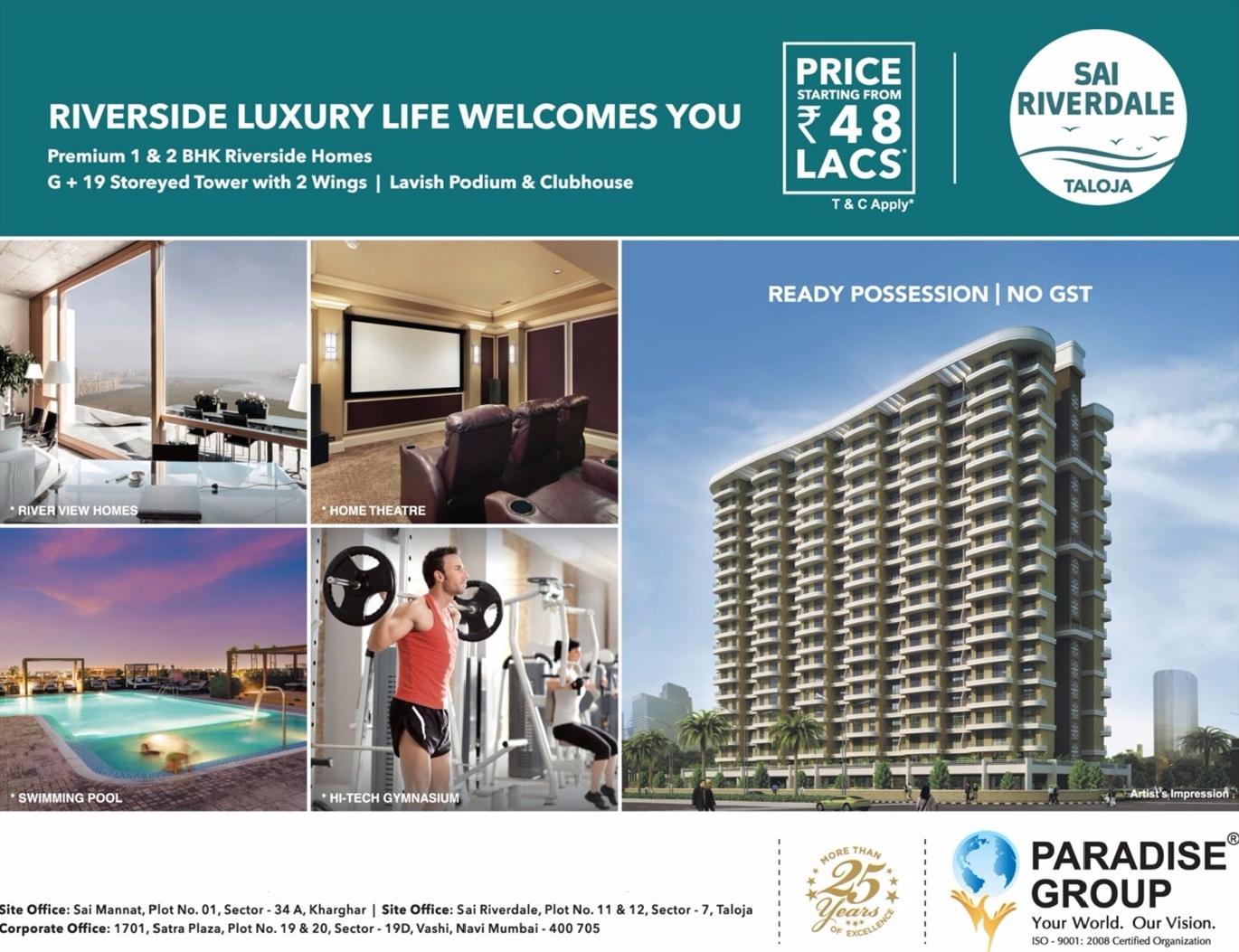 Riverside luxury life welcomes you at Paradise Sai Riverdale in Navi Mumbai