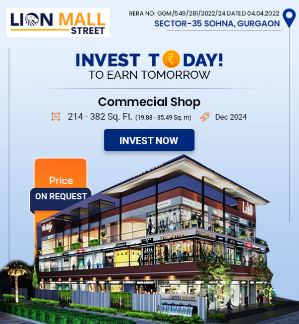 Invest  today to earn tomorrow at Lion Mall Street in Sector 35, Sohna, Gurgaon