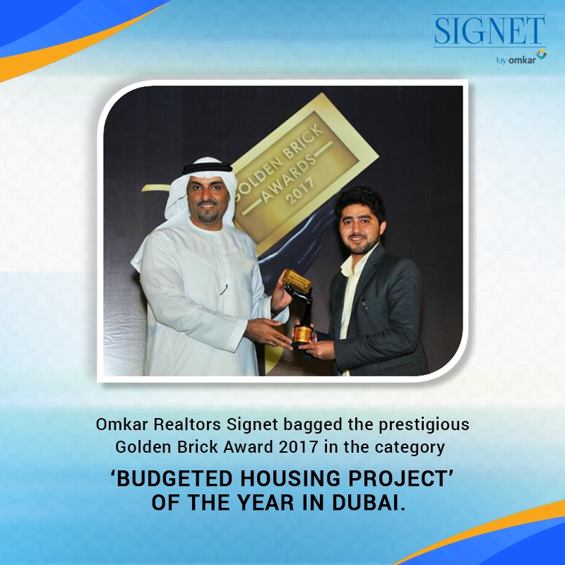 Omkar Signet bagged 'Budgeted Housing Project' at the prestigious Golden Brick Awards 2017 in Dubai