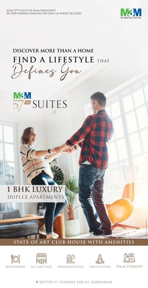 Book 1 BHK luxury duplex apartments at M3M 57th Suites, Gurgaon Update
