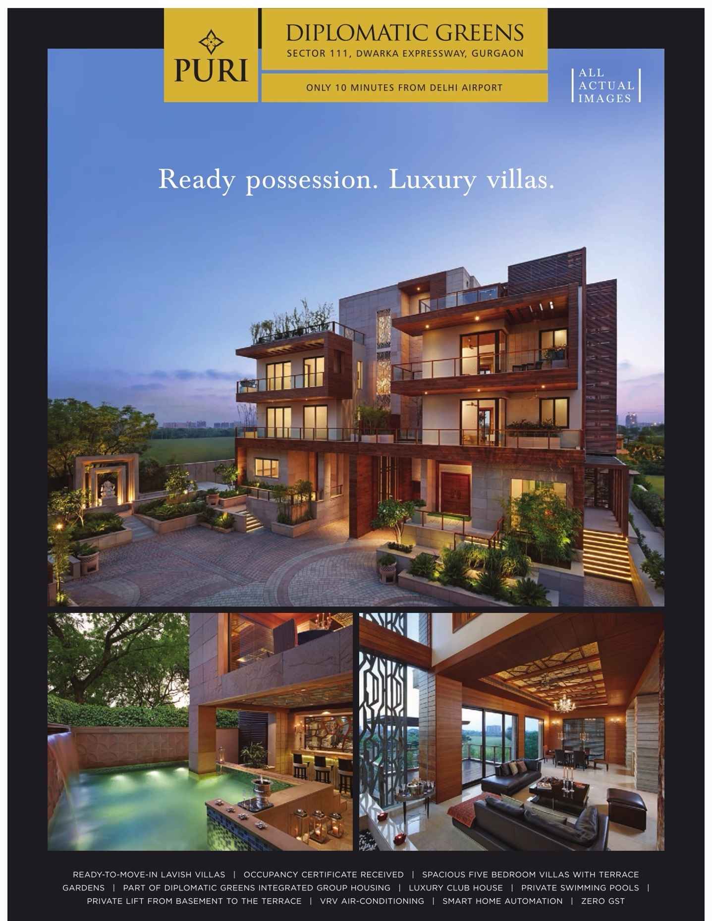 Puri Diplomatic Greens presents ready to move luxury Villas in Gurgaon