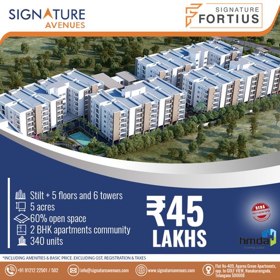 Book 2 BHK price starting Rs 45 Lac at Signature Fortius, Hyderabad