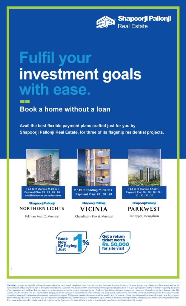 Book a home without a loan at Shapoorji Pallonji, Mumbai
