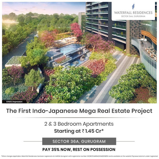 The first indo-japanese mega real esate project at Krisumi Waterfall Residences in Gurgaon