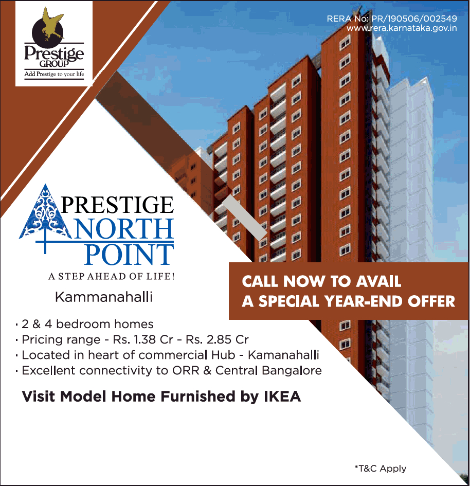 A special year-end offer at Prestige North Point, Bangalore