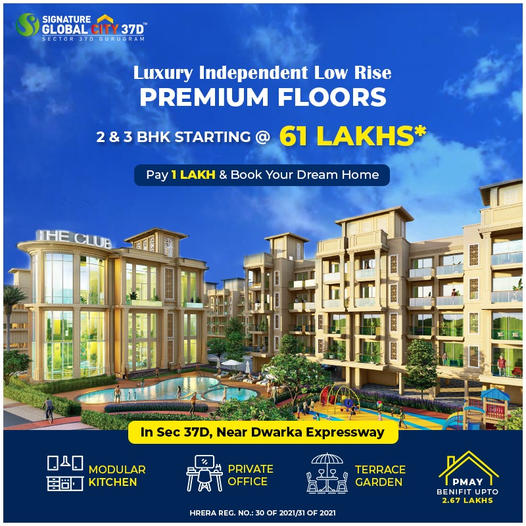 Pay 1 Lac & book your dream home at Signature Global City 37D, Gurgaon