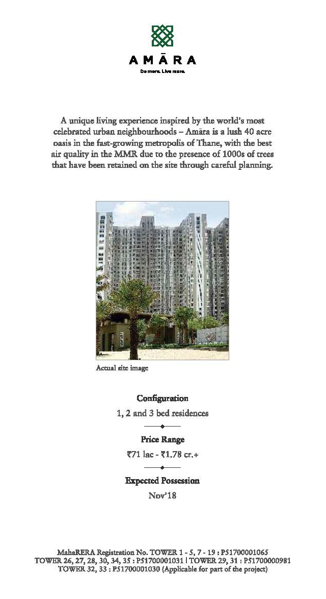 Experience a unique living inspired by the world's most celebrated urban neighborhoods at Lodha Amara in Mumbai