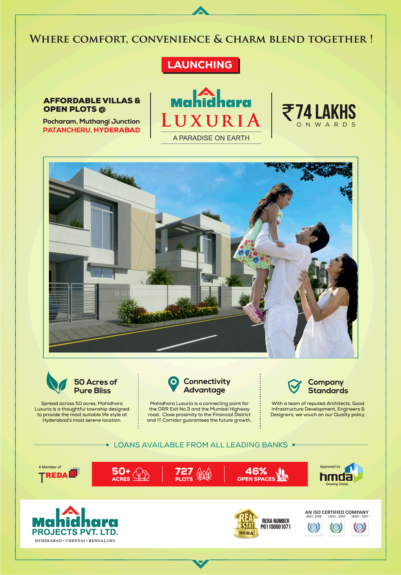 Launching Mahidhara Luxuria @ Rs 74 lakh onward in Hyderabad