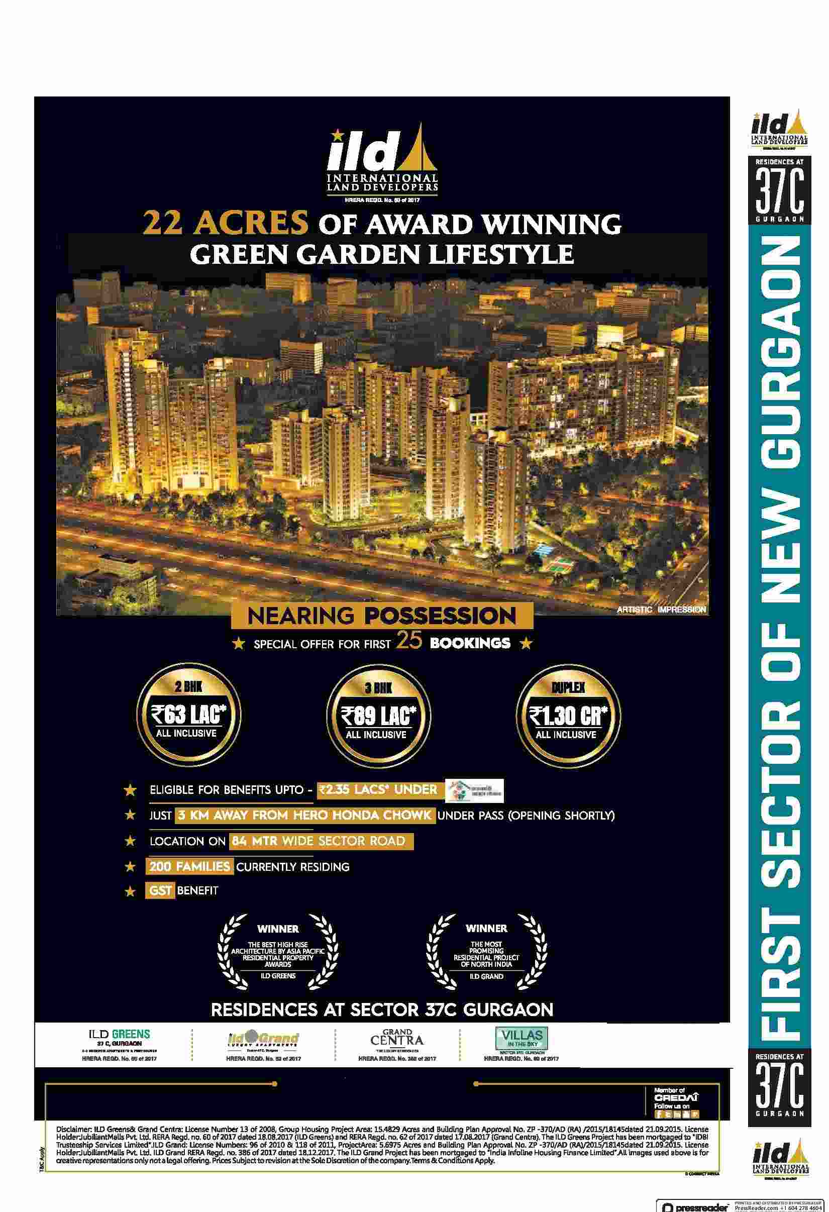 Book a home by ILD at Sector 37C & experience green garden lifestyle in Gurgaon