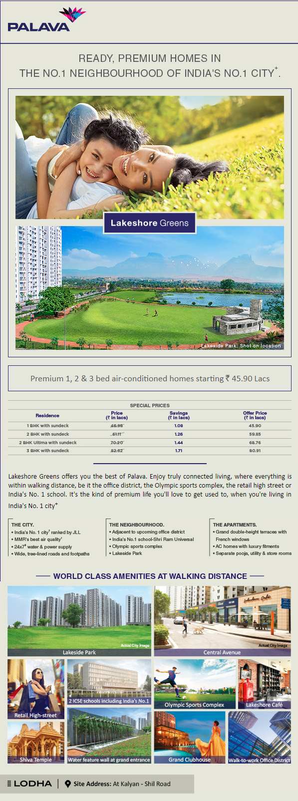 Experience world class amenities at walking distance at Lodha Palava Lakeshore Greens in Mumbai Update