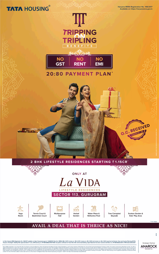20:80 payment plan at Tata La Vida in Gurgaon