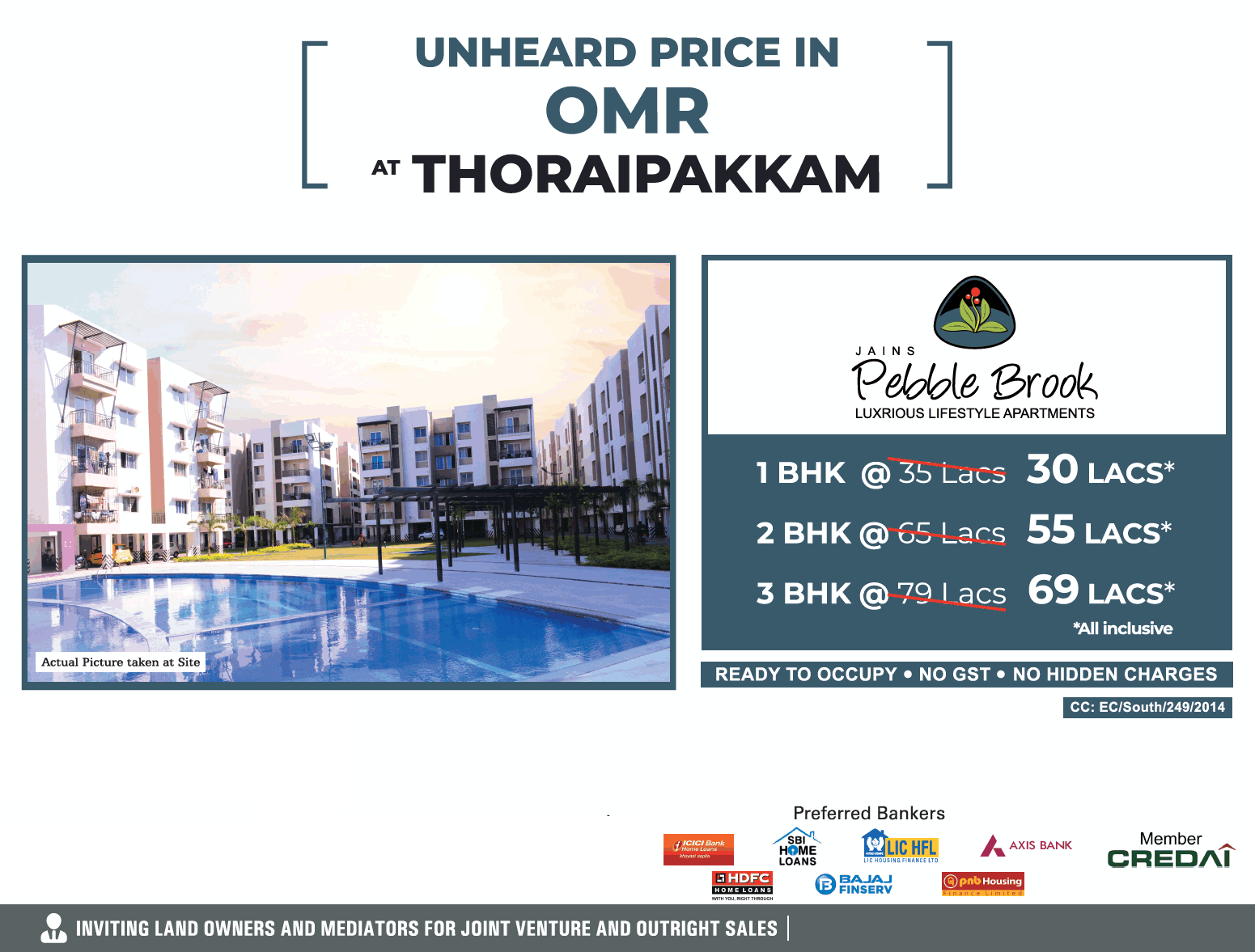 Ready to occupy, no GST, no hidden charges at Jain Pebble Brook, Chennai