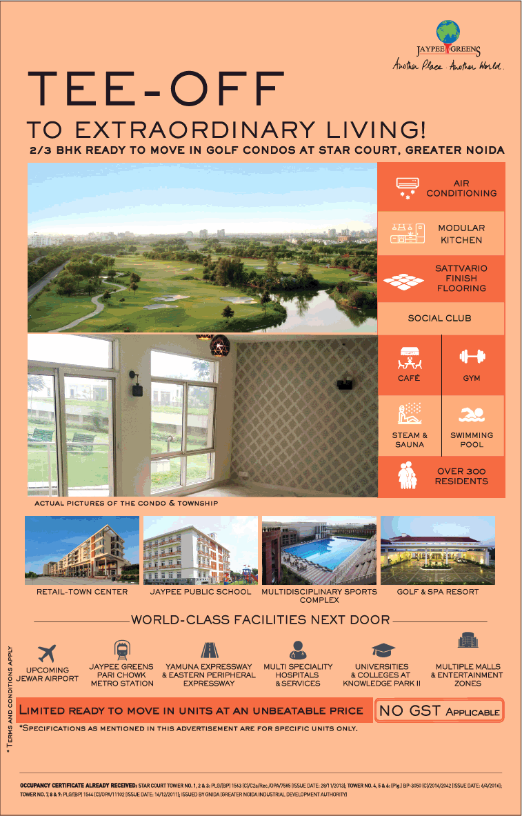 Limited ready to move in units at an unbeatable price at Jaypee Greens Star Court, Greater Noida Update