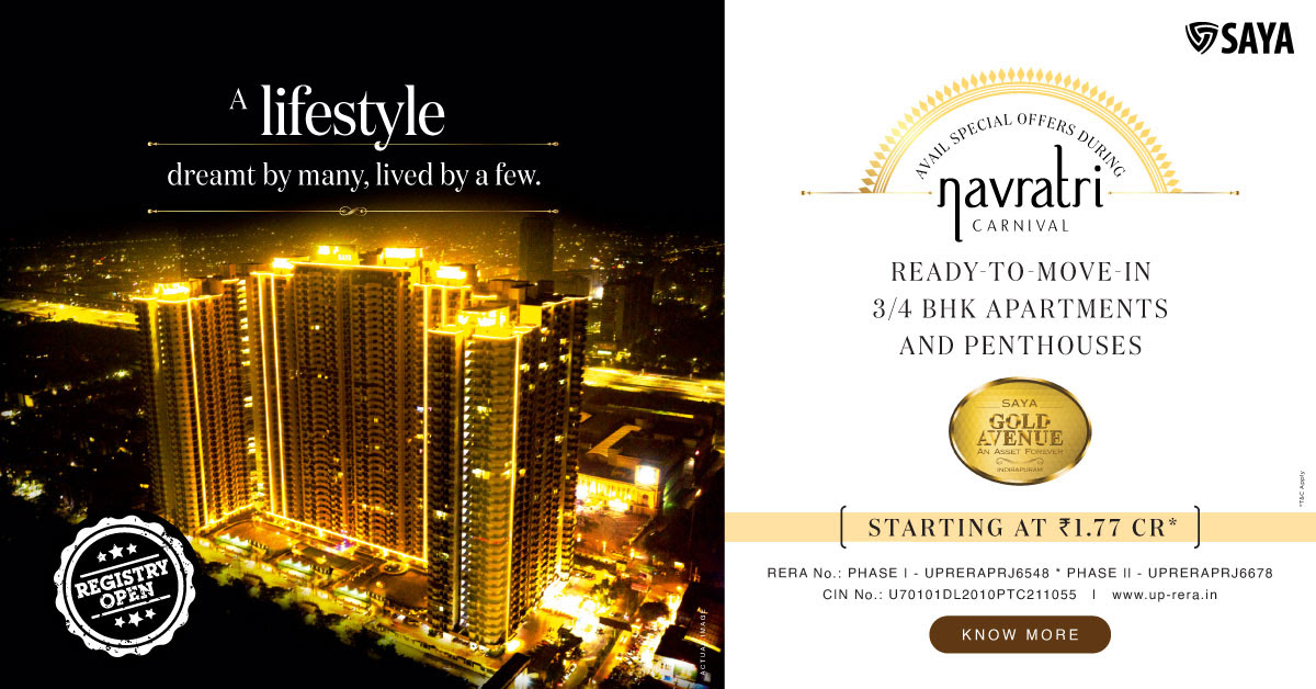 Ready to move 3 & 4 BHK apartment and penthouse Rs 1.77 Cr onwards at Saya Gold Avenue, Ghaziabad