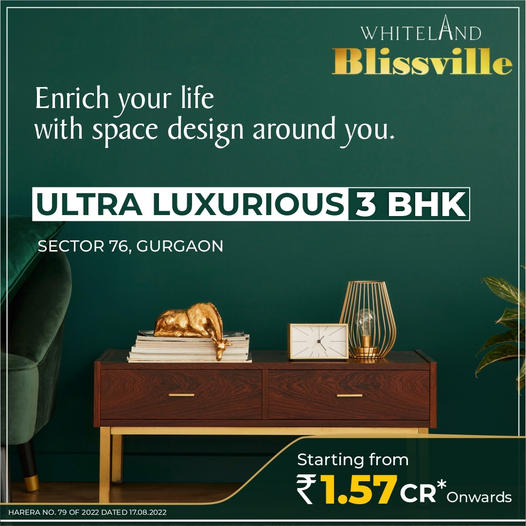 Ultra luxury 3 BHK Apartments Rs 1.57 Cr at Whiteland Blissville, Sector 76, Gurgaon