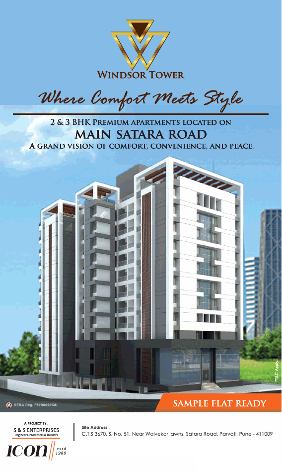 Book 2 and 3 BHK premium apartments at Windsor Tower in Pune
