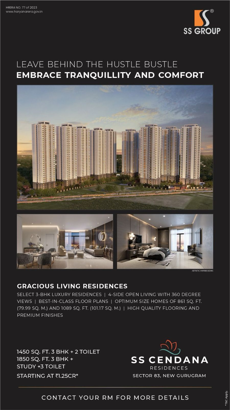 Leave behind the hustle bustle embrace tranquillity and comfort at SS Cendana Residence in Sector 83, Gurgaon