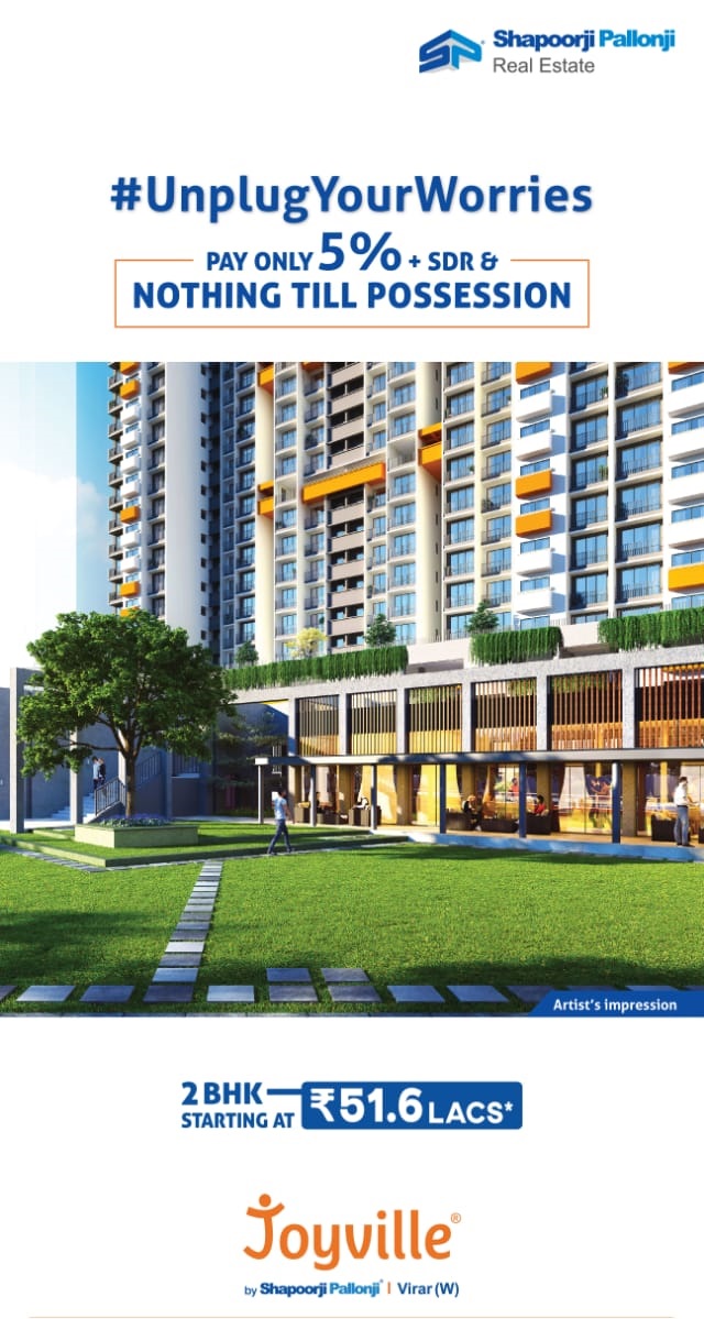 Book 2 bhk apartment starting at Rs 51 lakh at Shapoorji Pallonji Joyville in Virar, Mumbai