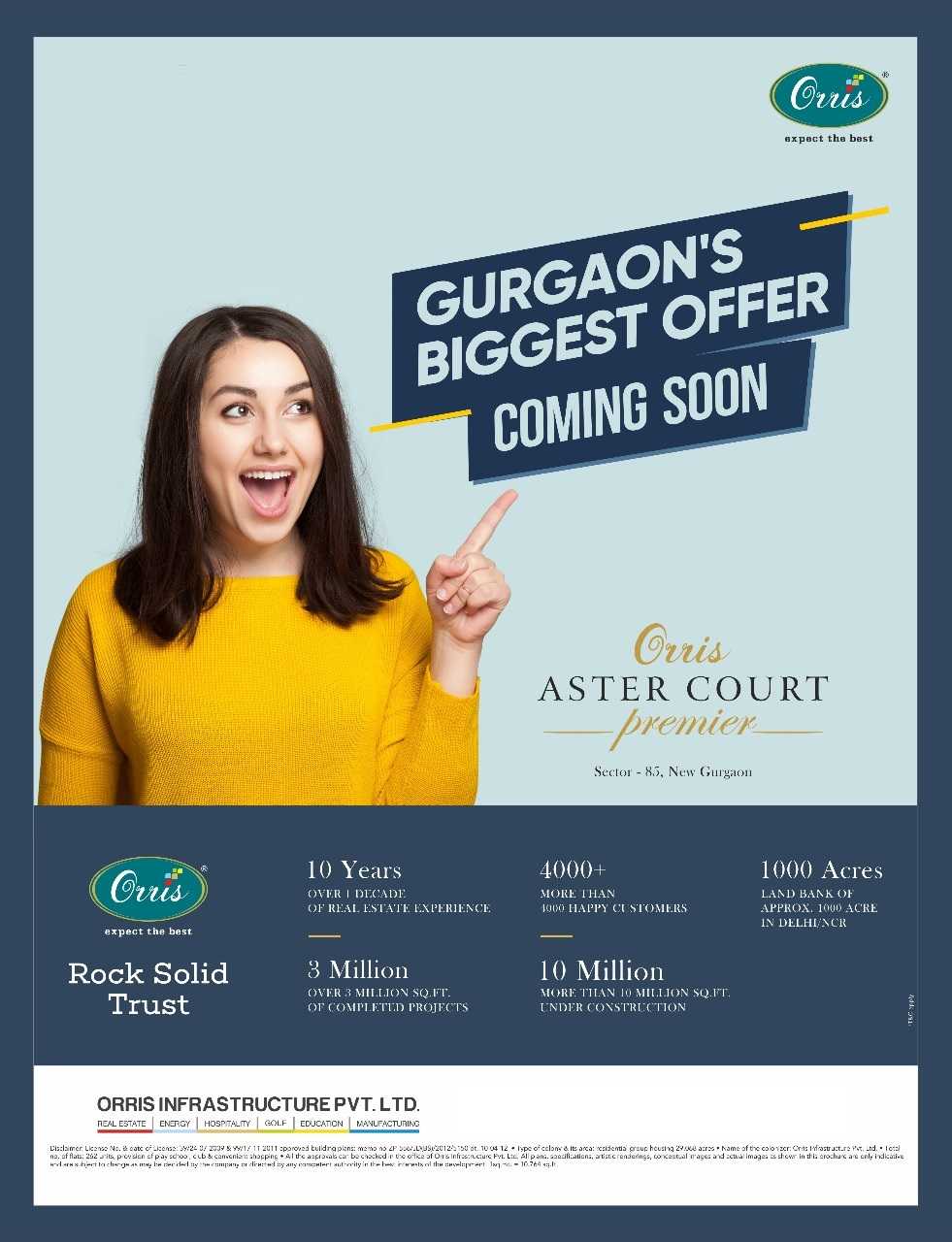Gurgaon's biggest offer coming soon at Orris Aster Court Premier