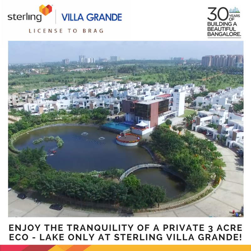 Enjoy the tranquility of a private 3 acre Eco Lake only at Sterling Villa Grande Bangalore