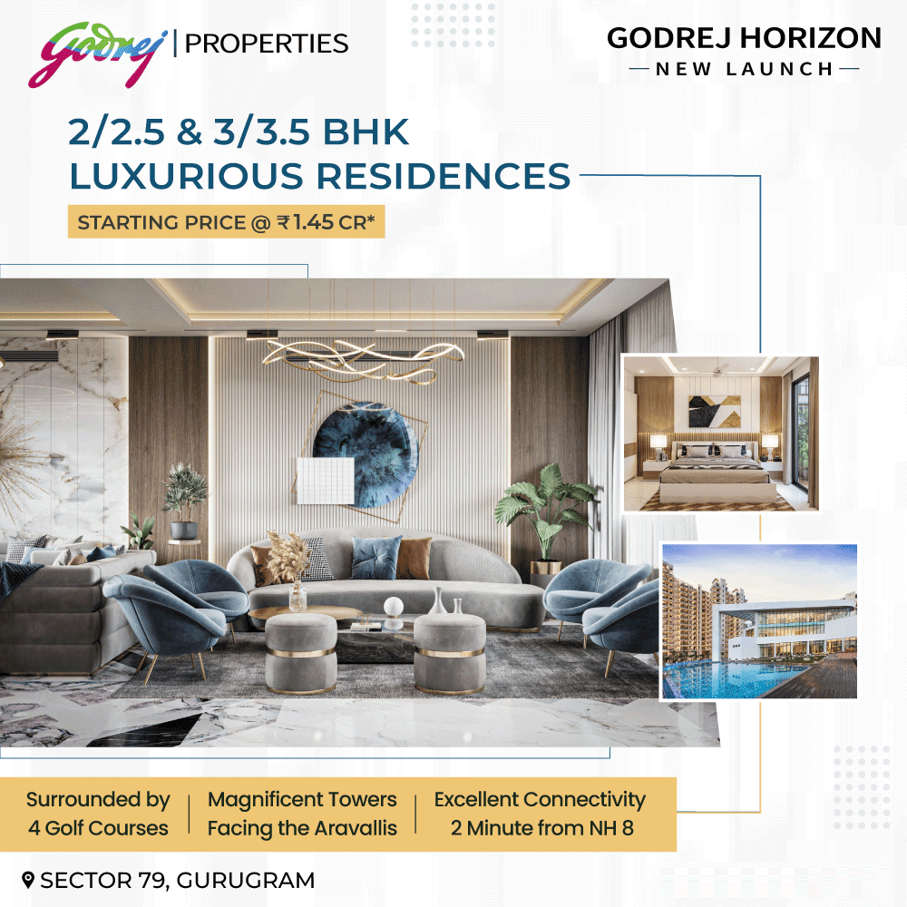 Book 2/2.5 and 3.5 BHK luxurious residence Rs 1.45 Cr at Godrej Horizon in Sector 79, Gurgaon