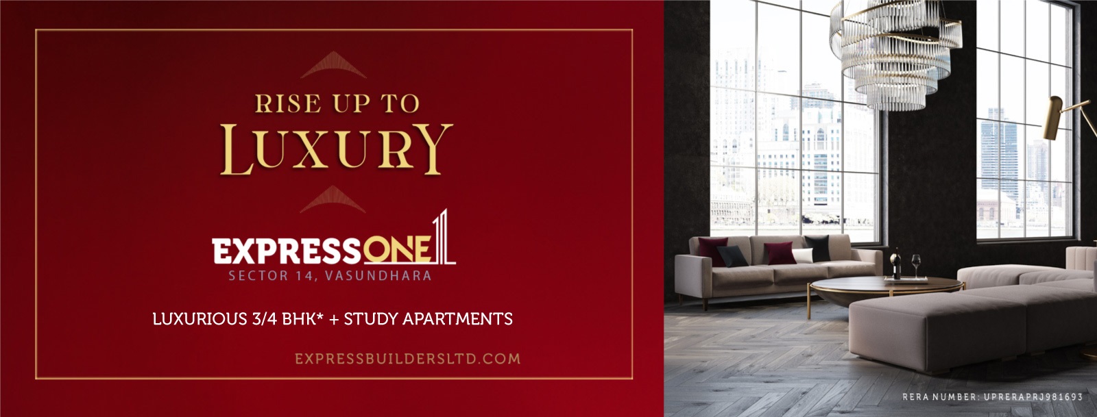 Book luxurious 3 and 4 + study BHK apartments at Express One, Ghaziabad