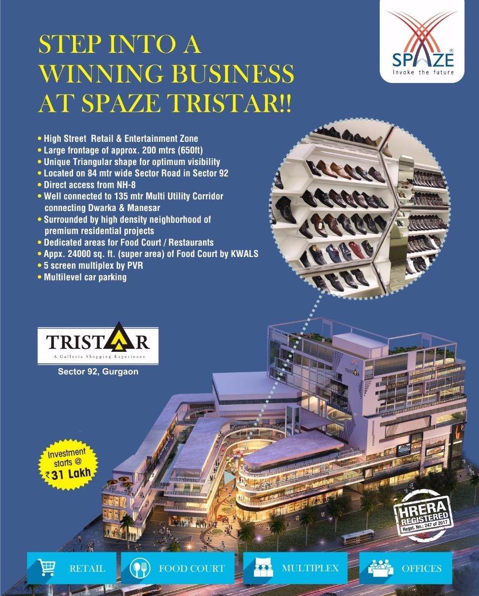 Step into a winning business at Spaze Tristar in Gurgaon Update