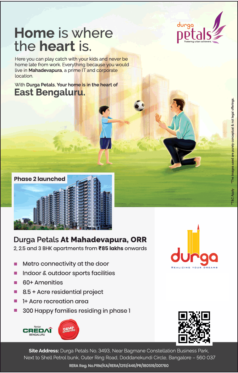 Durga Petals your home is in the heart of  East Bengaluru